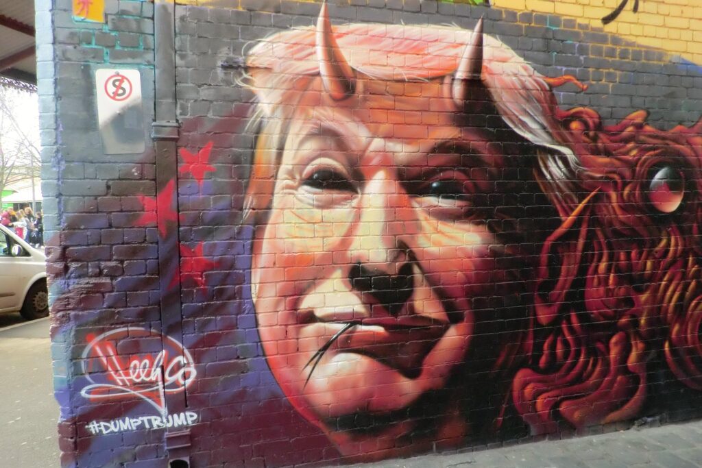 Donald Trump als Teufel Graffiti